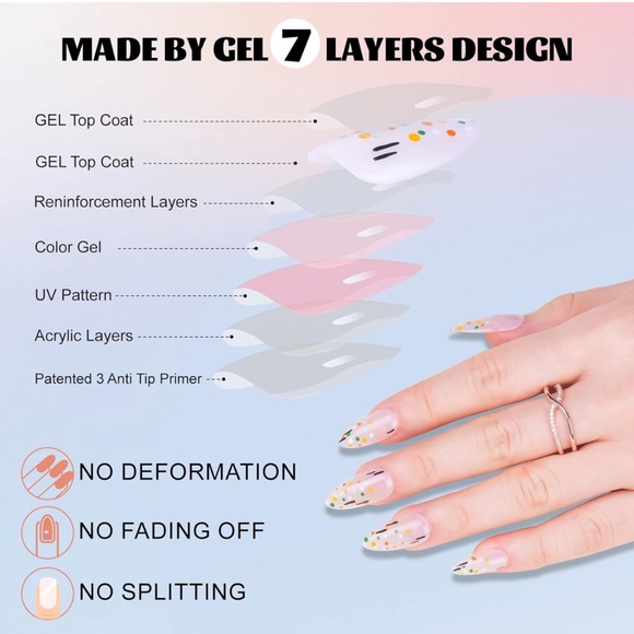 BUNDLE ANY 3 FOR $25 Abstract Design Multicolored- Press on Gel Nails- New 💅 - Picture 3 of 8